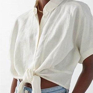 & Other Stories Linen Front Tie Shirt